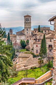 Scenic picturesque view of Assisi, one of the most beautiful medieval towns in central Italy