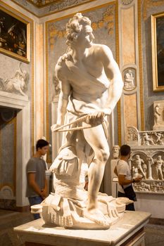 ROME, ITALY - AUGUST 24, 2018: Gian Lorenzo Bernini masterpiece, David, dated 1624