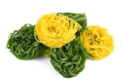 italian raw pasta on white background