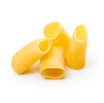 italian raw pasta on white background