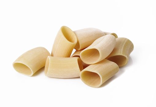 italian raw pasta on white background