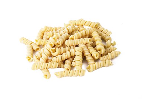 italian raw pasta on white background