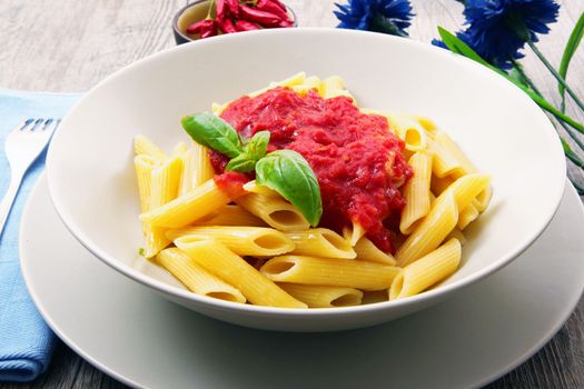 italian pasta with tomato and basil