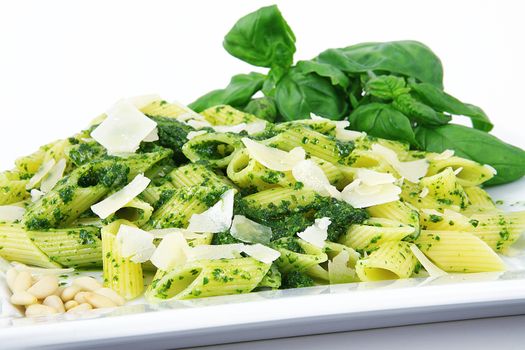 original italian pasta with pesto sauce