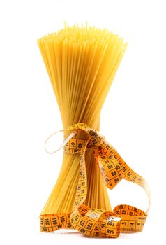 italian raw pasta on white background