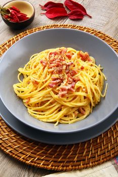 original italian spaghetti with carbonara sauce