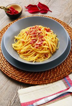 original italian spaghetti with carbonara sauce