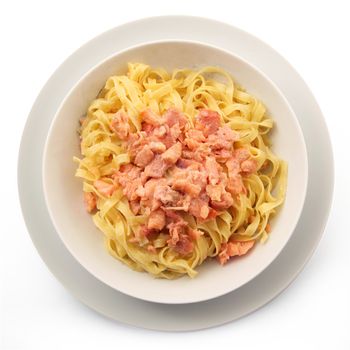 original italian tagliatelle with salmon