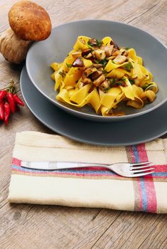 original italian tagliatelle with mushroom