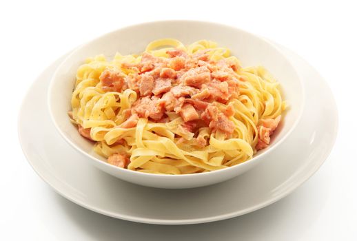 original italian tagliatelle with salmon