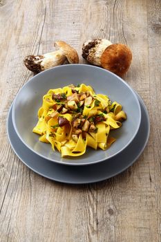 original italian tagliatelle with mushroom