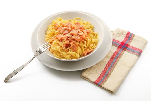 original italian tagliatelle with salmon