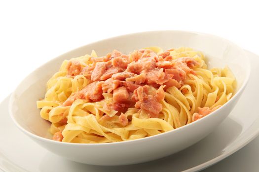 original italian tagliatelle with salmon