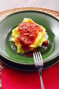 original italian tortelloni with meat sauce