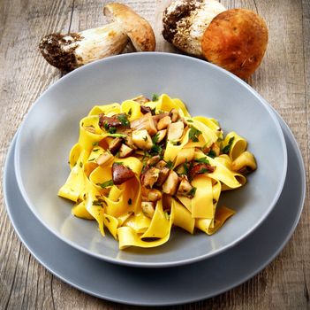 original italian tagliatelle with mushroom