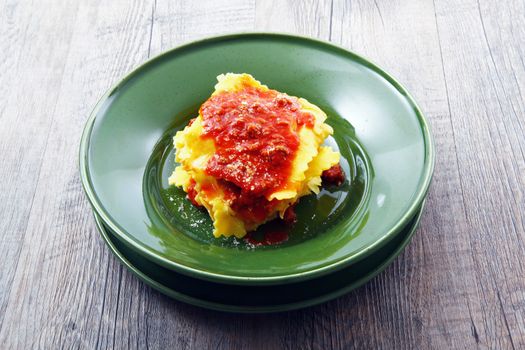 original italian tortelloni with meat sauce