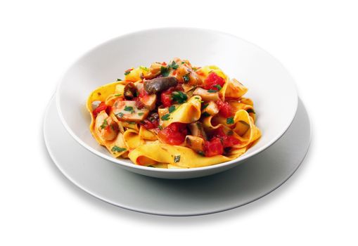 original italian tagliatelle with mushroom and tomato