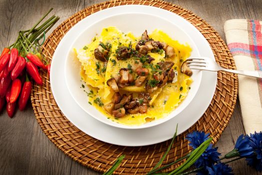 original italian tortelloni with mushroom