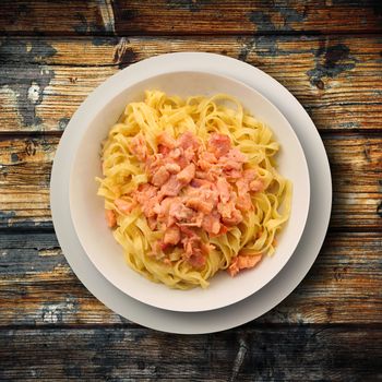 original italian tagliatelle with salmon