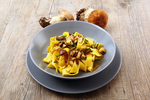 original italian tagliatelle with mushroom