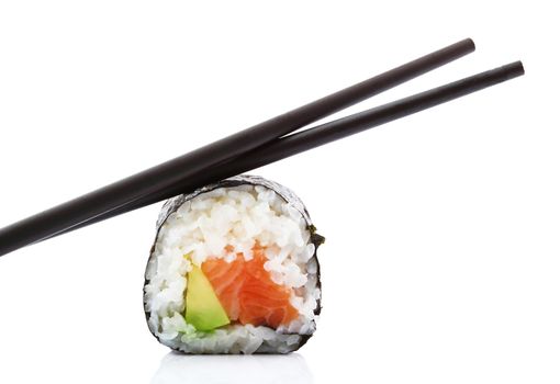 isolated japanese sushi on white background