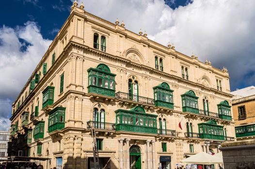 View of a building located in the city of Valletta in Malta. View of a building located