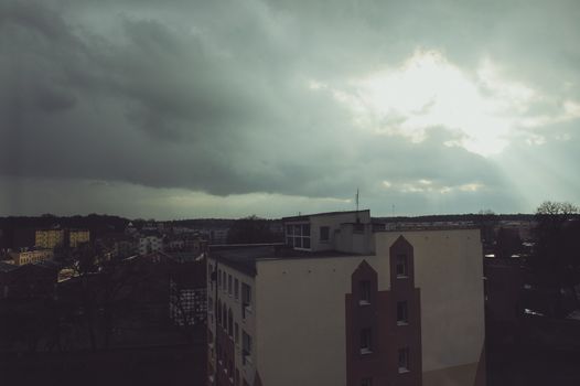 many blocks of flats in the city