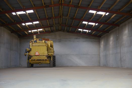 Agriculture farm strorage warehouse interior at day light