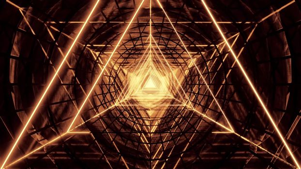 abstract glowig wireframe triangle design with dark abstract background 3d illustration wallpaper, abstract dark 3d rendering art