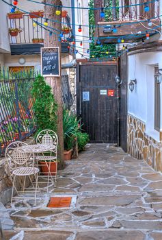 Nessebar, Bulgaria – 07.09.2019. Streets of the old town of Nessebar on a  summer evening