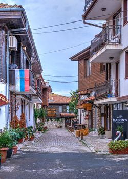 Nessebar, Bulgaria – 07.09.2019. Streets of the old town of Nessebar on a  summer evening