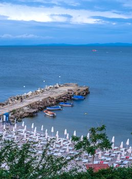 Nessebar, Bulgaria – 07.10.2019.  Beaches in Nessebar, Bulgaria, on an early summer morning