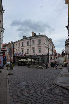 Tallinn, Estonia - July 29, 2017:   Cat’s Well on Rataskaevu Street of medieval Tallinn center.