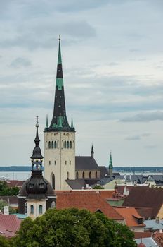 View of Saint Olaf Church in Tallinn, Estonia. The spire is 123.8 meters tall.