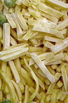 Wide range of grocery store. Frozen potatoes are sold cut into strips for quick cooking of your favorite dish-French fries.