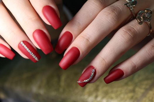 Cute manicure on female hands. Woman hands