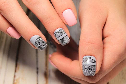 Fashionable design of manicure from girls