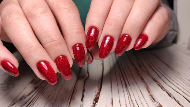 gel lacquer manicure on a textured trendy background