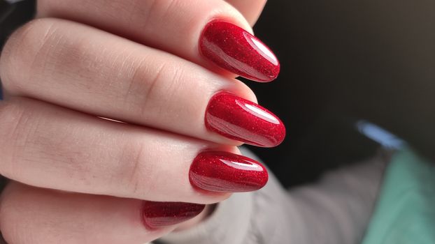 gel lacquer manicure on a textured trendy background