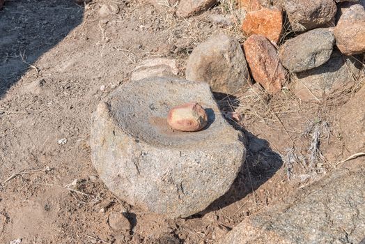 An historic grinding stone, used to grind grain