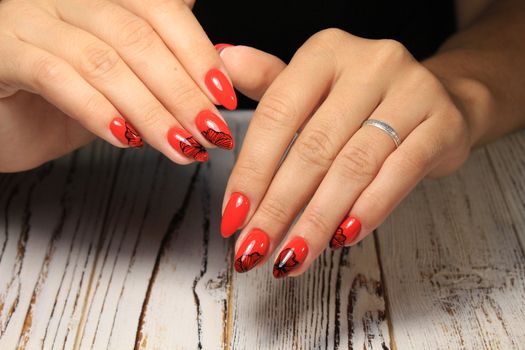 Manicured nails Nail Polish art design.