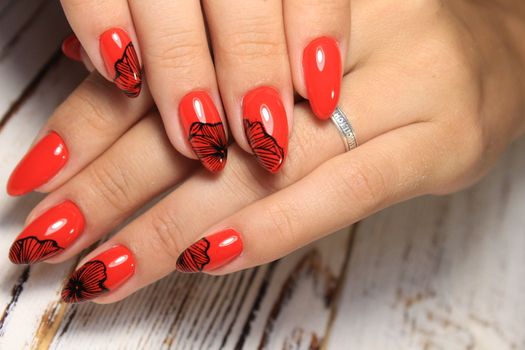 Youth manicure design, beautiful female hands