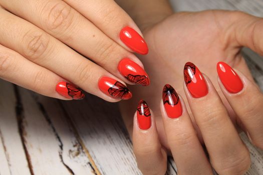 Youth manicure design, beautiful female hands