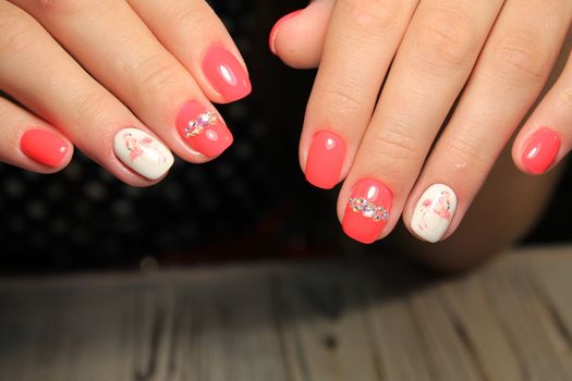 fashion manicure with a design on a beautiful texture