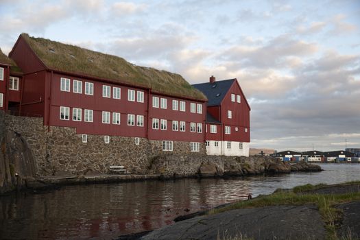 Torshavn, Faroe Islands, Denmark - 21 September 2019: Tinganes on a bright sunny day