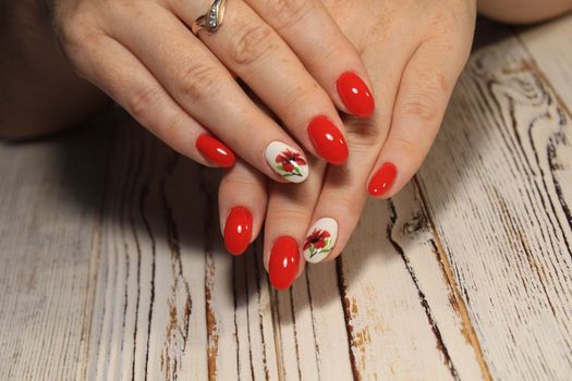 fashion manicure with a design on a beautiful texture