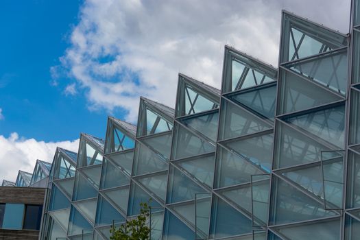 Environment, glass facade and entrance area of the Federal Environmental Agency in Dessau