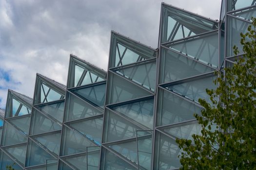 Environment, glass facade and entrance area of the Federal Environmental Agency in Dessau