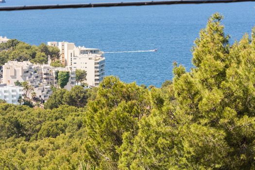 Panorama of the bay Paguera photographed from the mountain in Costa de la Calma.