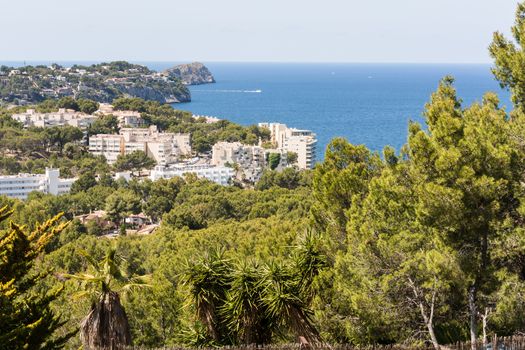 Panorama of the bay Paguera photographed from the mountain in Costa de la Calma.